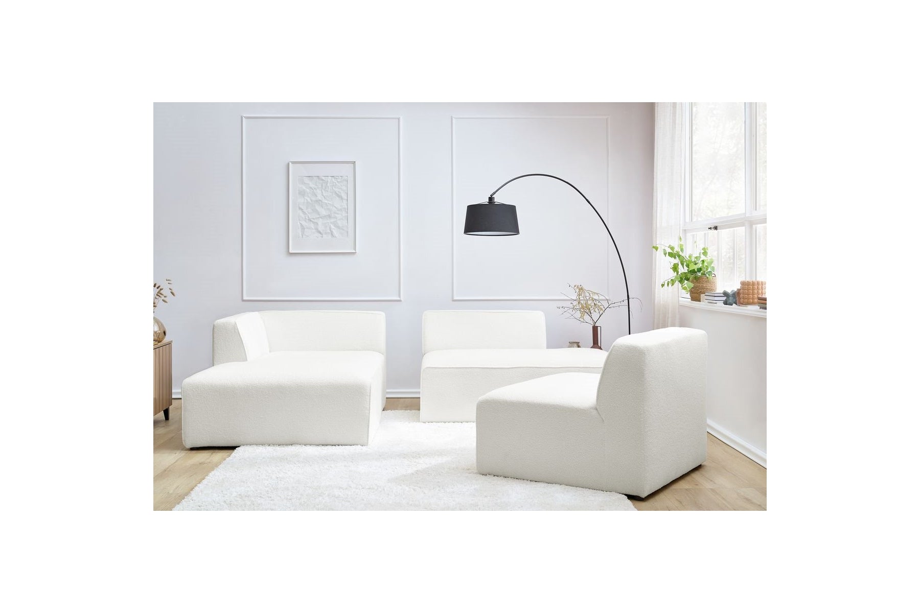 Megeve - Fixed Corner Sofa - Bouclé Fabric - Left Corner