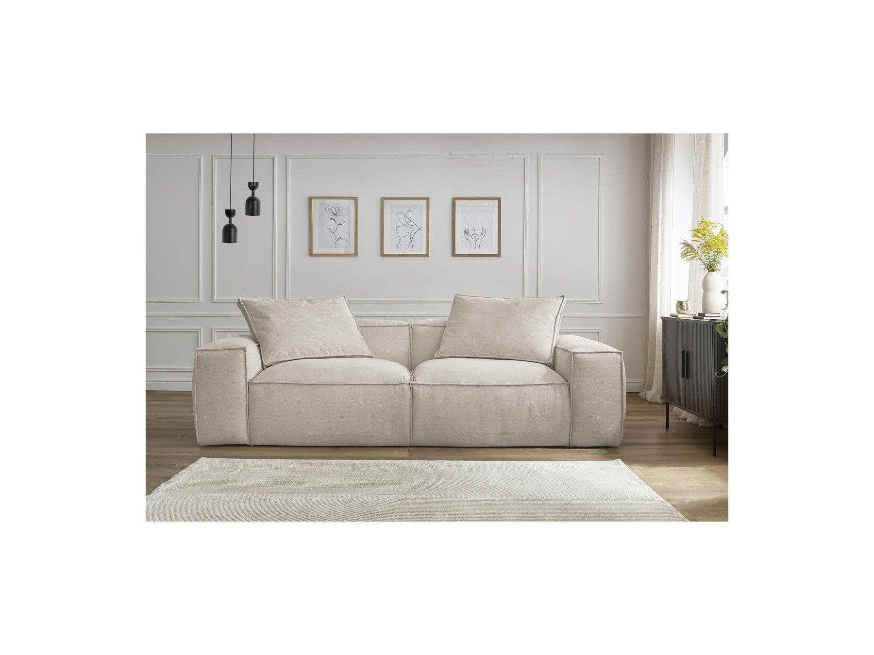 Boheme - Fixed 3-Seater Straight Sofa - Mottled Fabric