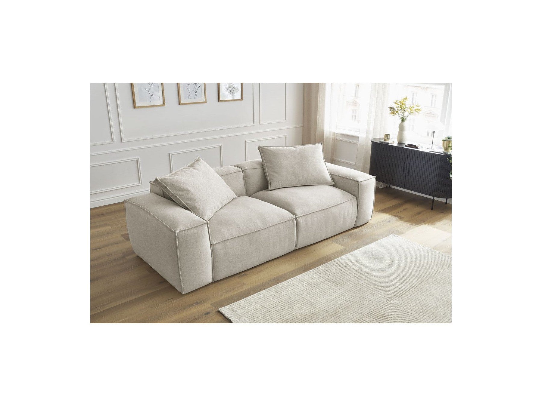 Boheme - Fixed 3-Seater Straight Sofa - Mottled Fabric