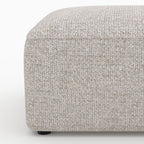 Hestia - Canapé D'Angle Droit Modulable, Tissu Beige 4 Places, 2 Poufs
