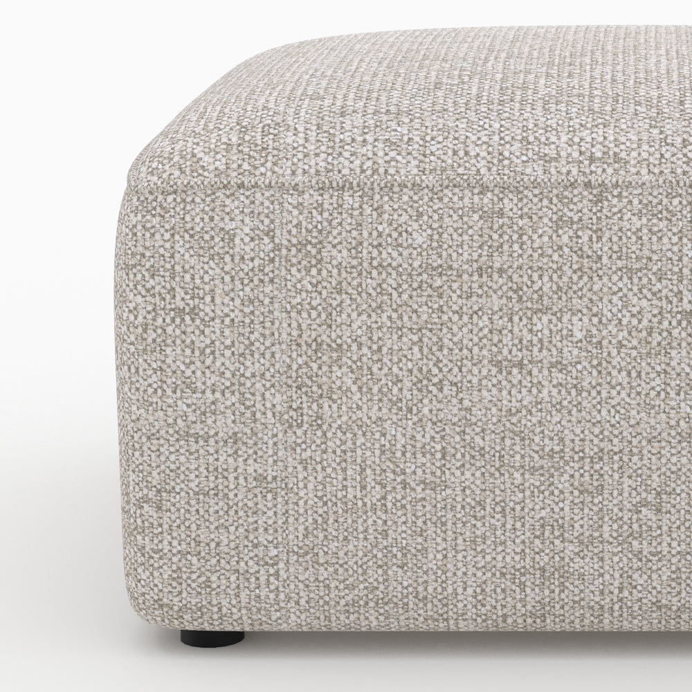 Hestia - Canapé D'Angle Droit Modulable, Tissu Beige 4 Places, 2 Poufs