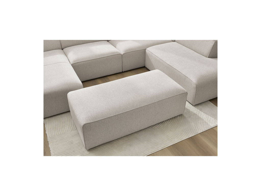 Megeve - Fixed Panoramic Sofa - With Footstool - Mottled Fabric - Left-Hand Corner