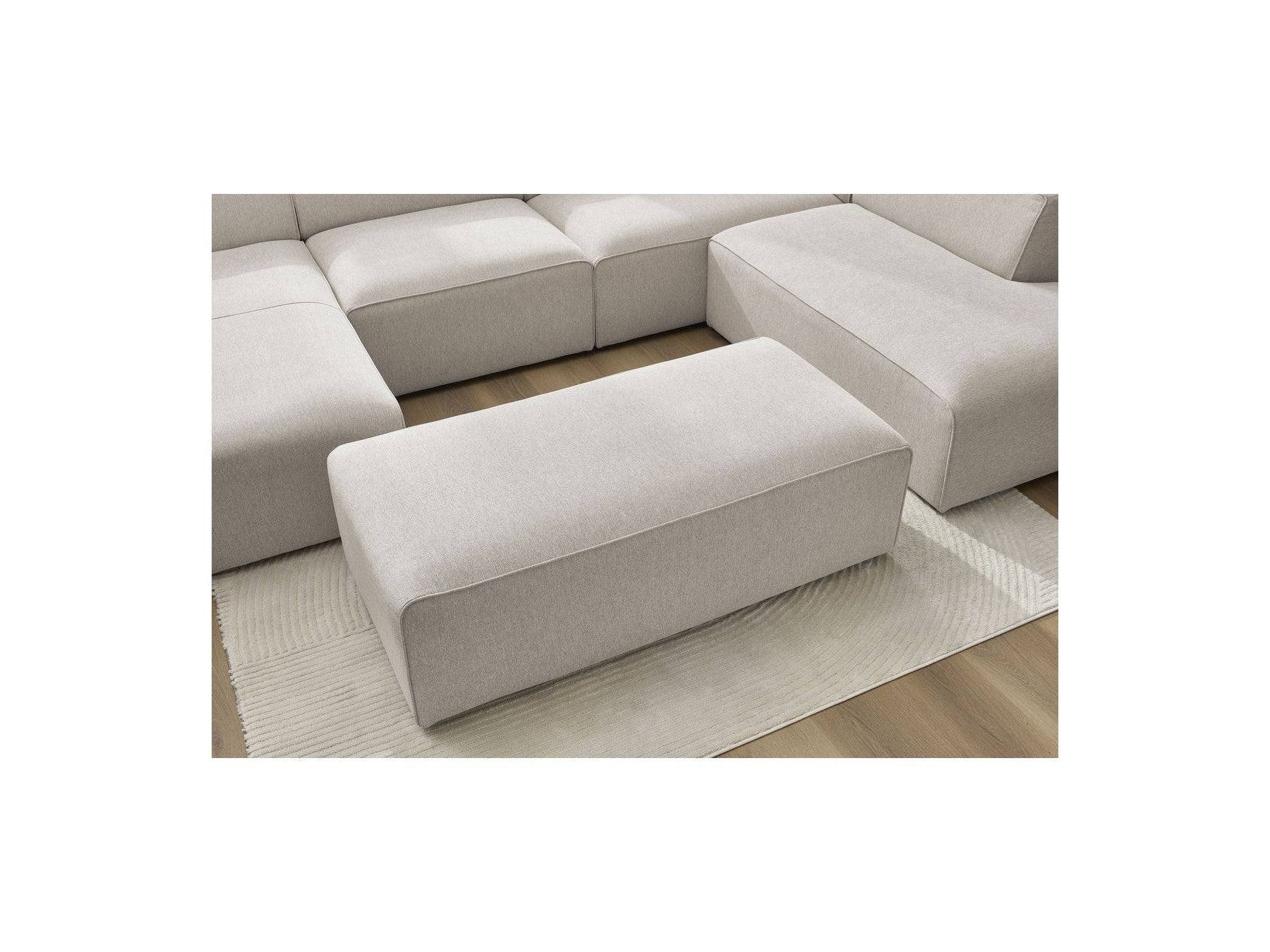 Megeve - Fixed Panoramic Sofa - With Footstool - Mottled Fabric - Left-Hand Corner