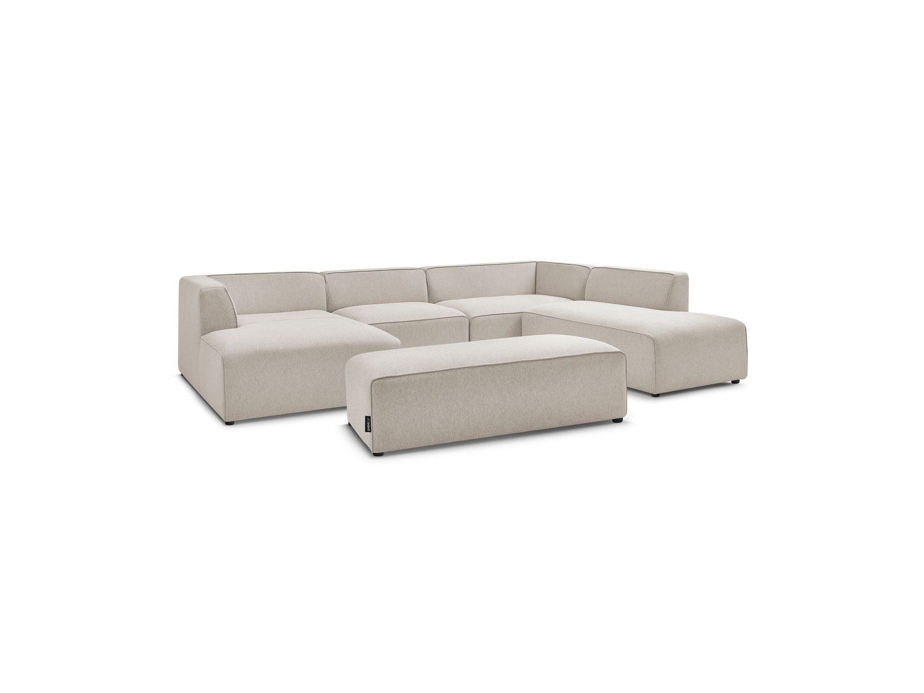 Megeve - Fixed Panoramic Sofa - With Footstool - Mottled Fabric - Left-Hand Corner