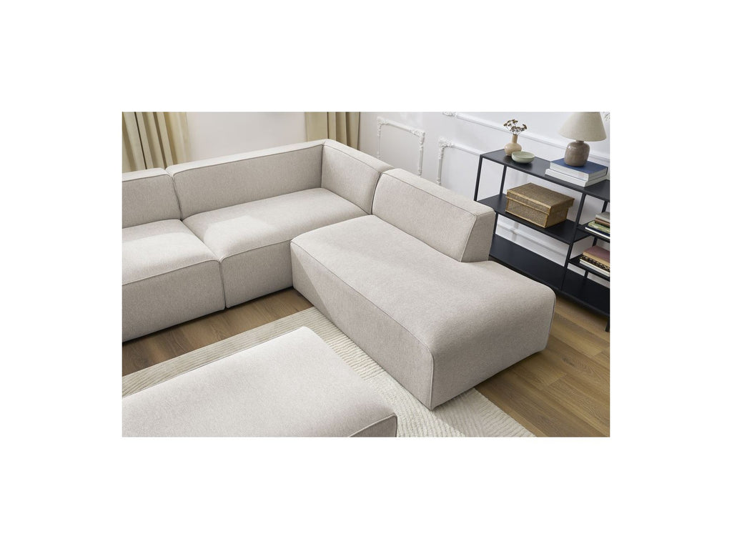 Megeve - Fixed Panoramic Sofa - With Footstool - Mottled Fabric - Left-Hand Corner