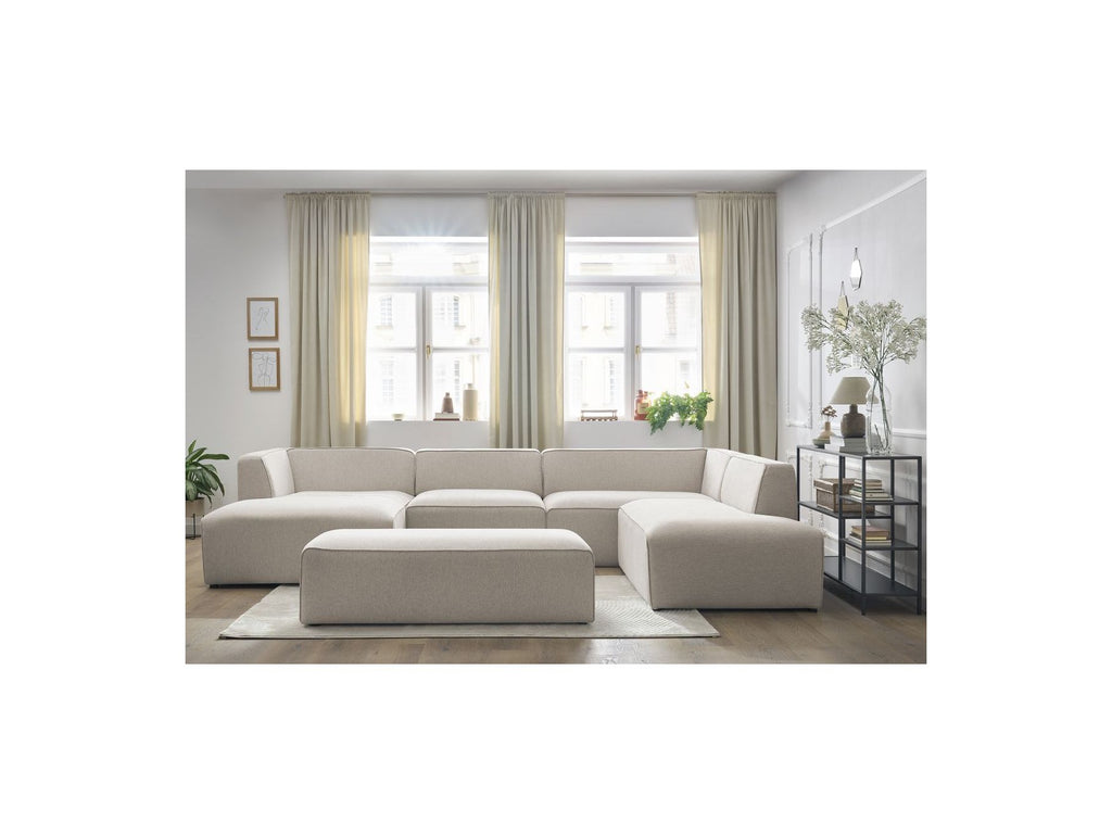 Megeve - Fixed Panoramic Sofa - With Footstool - Mottled Fabric - Left-Hand Corner