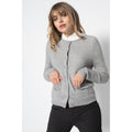 Perfect Cashmere - Cardigan Col Rond Slim Amy Gris Chine, 100% Cachemire, 2 Fils, Jersey - Femme