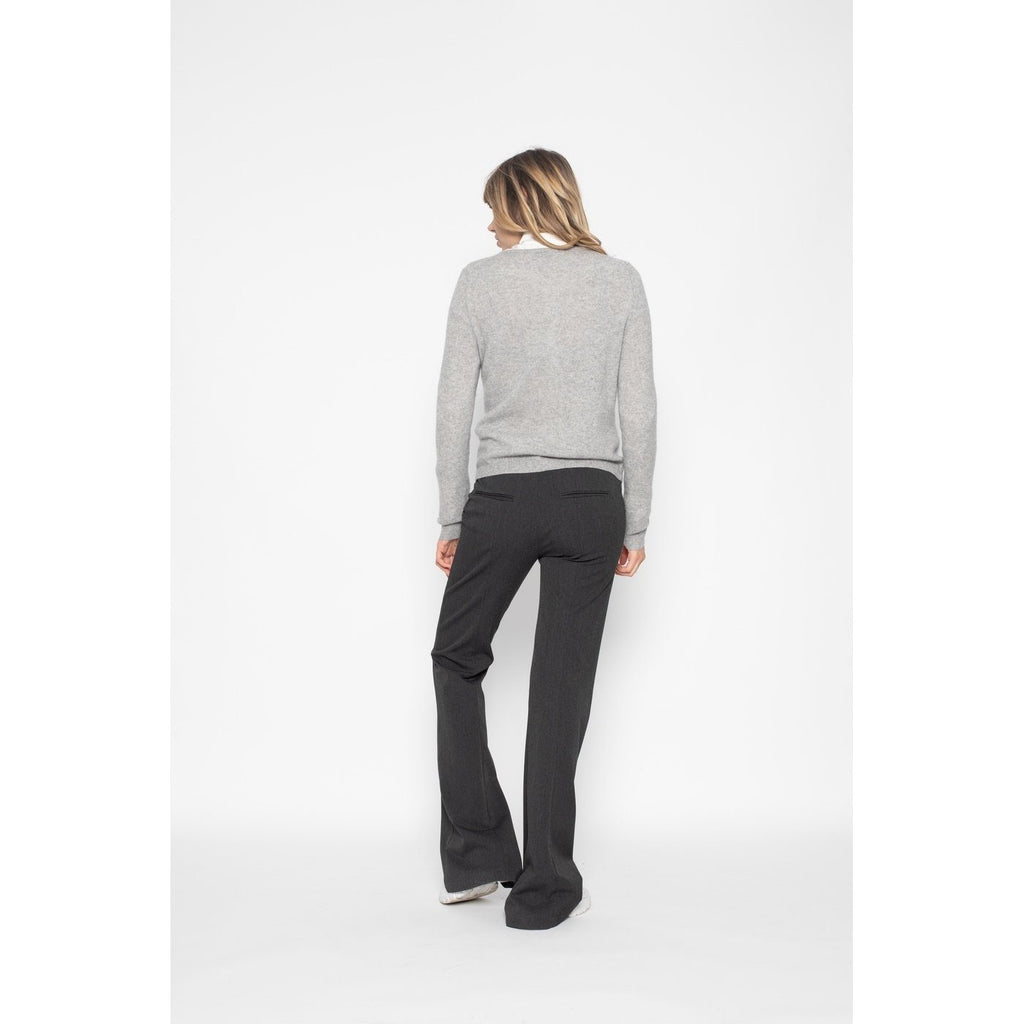 Perfect Cashmere - Cardigan Col Rond Slim Amy Gris Chine, 100% Cachemire, 2 Fils, Jersey - Femme