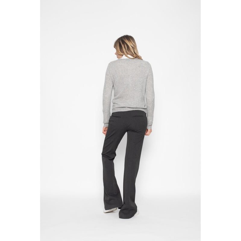 Perfect Cashmere - Cardigan Col Rond Slim Amy Gris Chine, 100% Cachemire, 2 Fils, Jersey - Femme