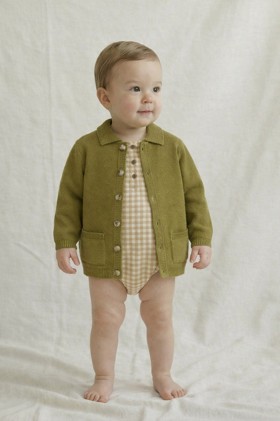 Cardigan Valentin Olive - Bébé Garçon