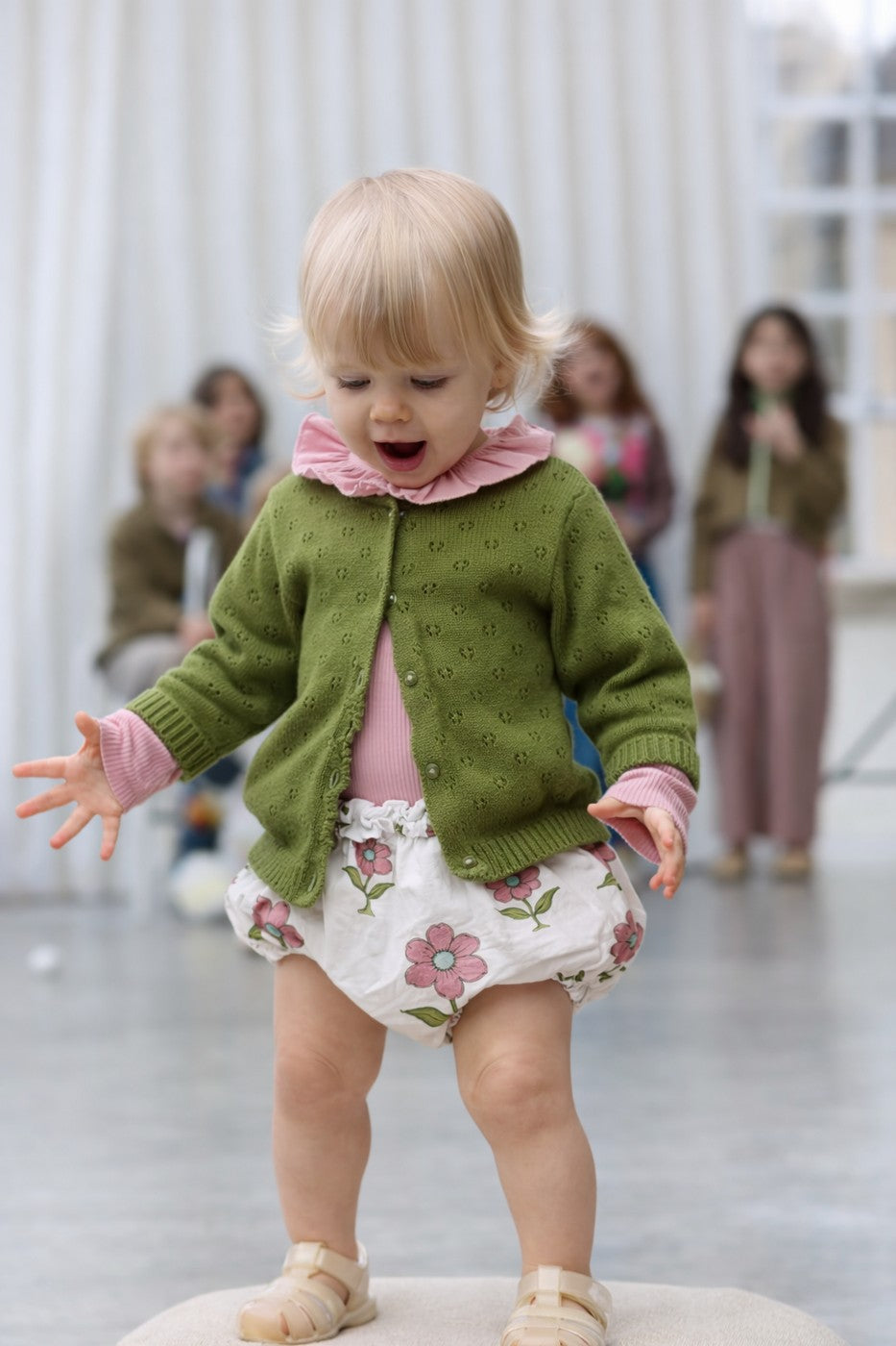 Victoire Tricot Olive Cardigan - Baby Girl
