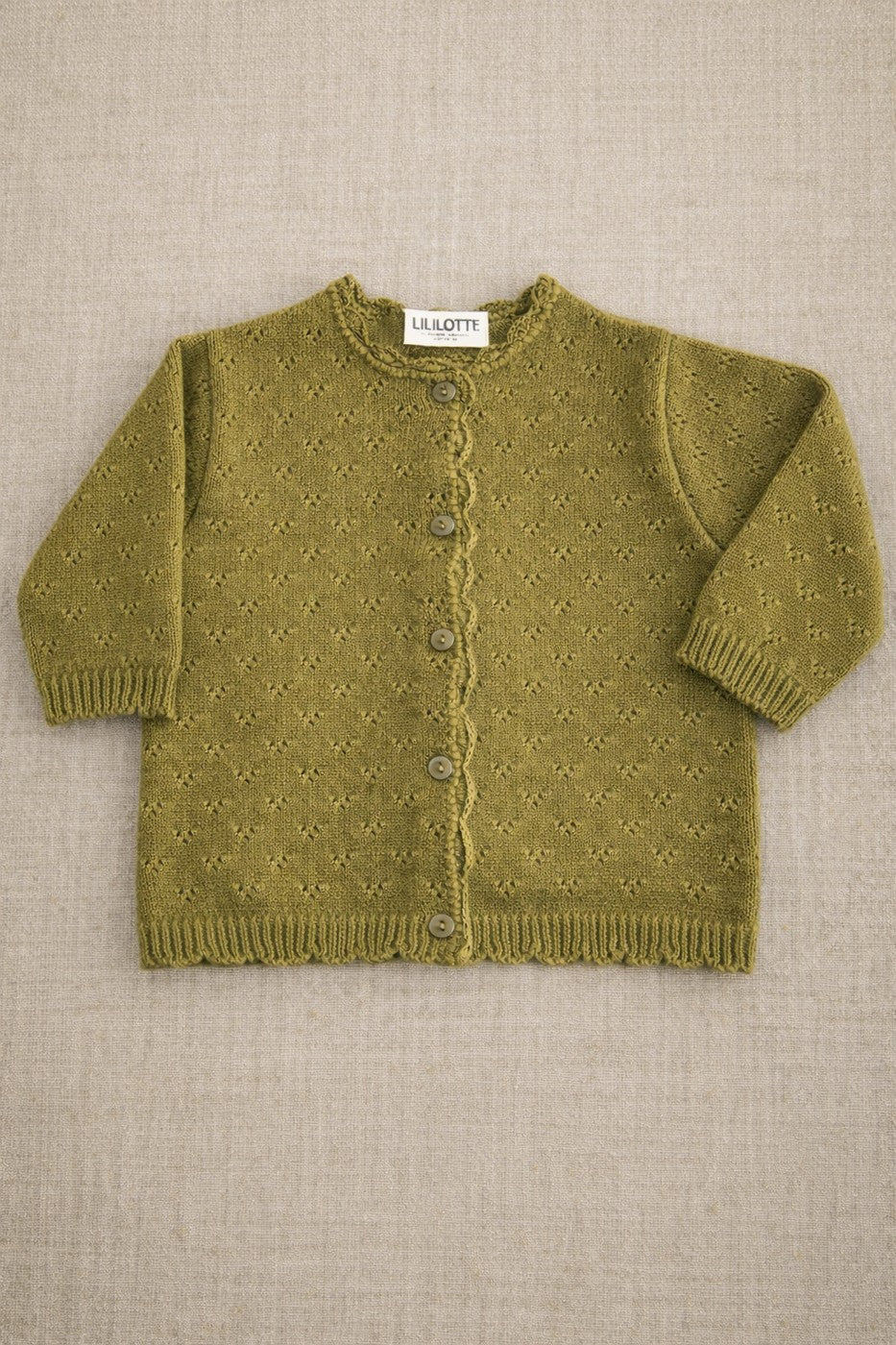Victoire Tricot Olive Cardigan - Baby Girl