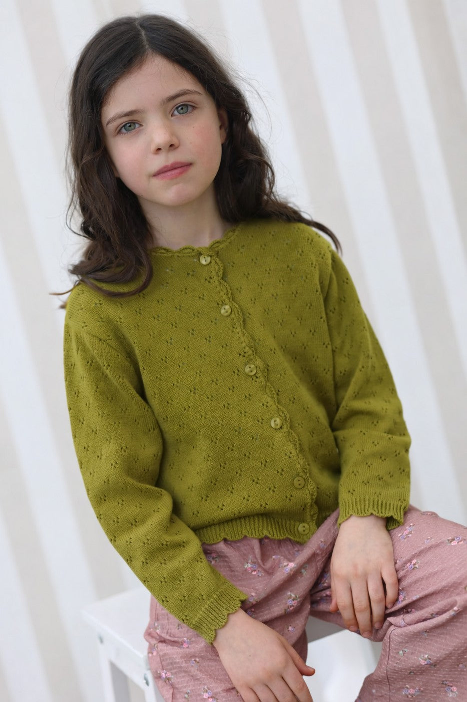 Victoire Cárdigan Tricot Oliva - Niño niña