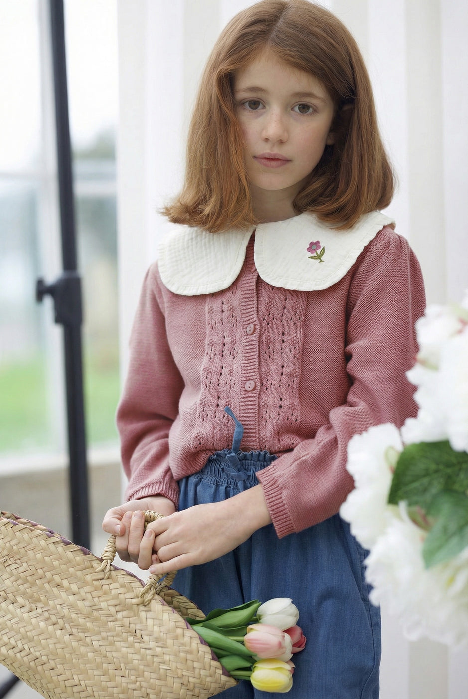 Vincianne Tricot Cardigan Old Pink - Child Girl