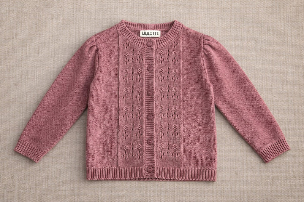 Vincianne Tricot Cardigan Old Pink - Child Girl