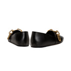 Back view of Catena black flat loafers with stylish gold chain detail, ideal for everyday wear and comfort.