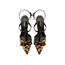 Catena Leopard High-Heel Ankle Strap Mule Pump in leopard haircalf with black straps, 90mm heel, stylish Italian design.