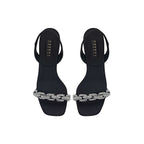 Catena Notte Black & Glam High-Heel Slingback Sandals featuring jewel-like chain link embroidery on a sleek design.