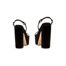 Catena Notte Black Platform Slingback Sandal showing rear view with sleek design and high heel.