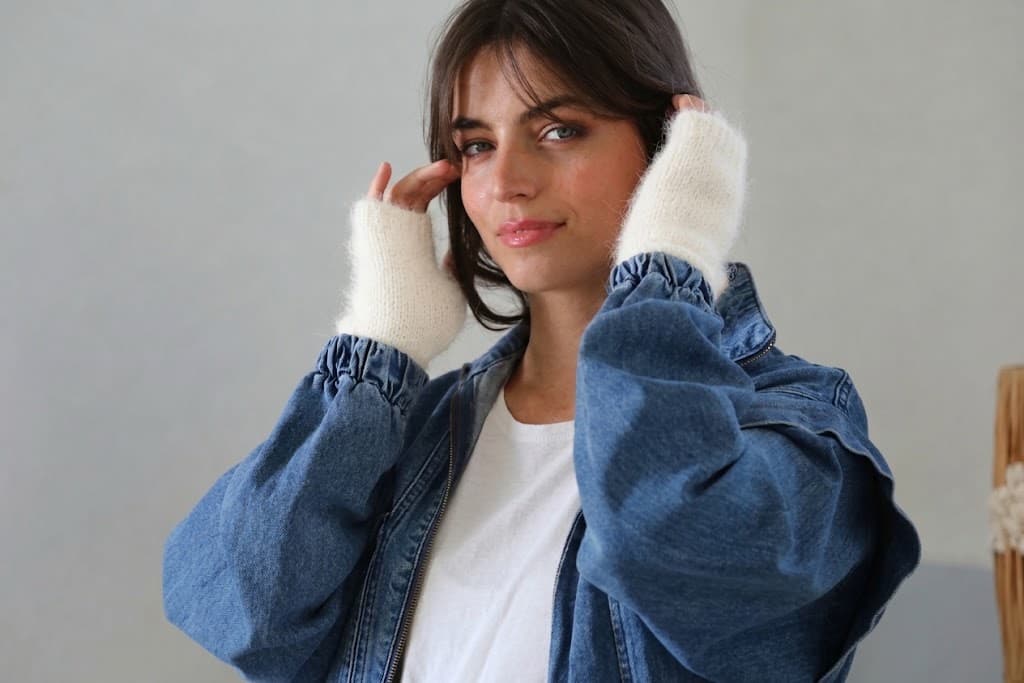 Mitaines En Angora Naturel