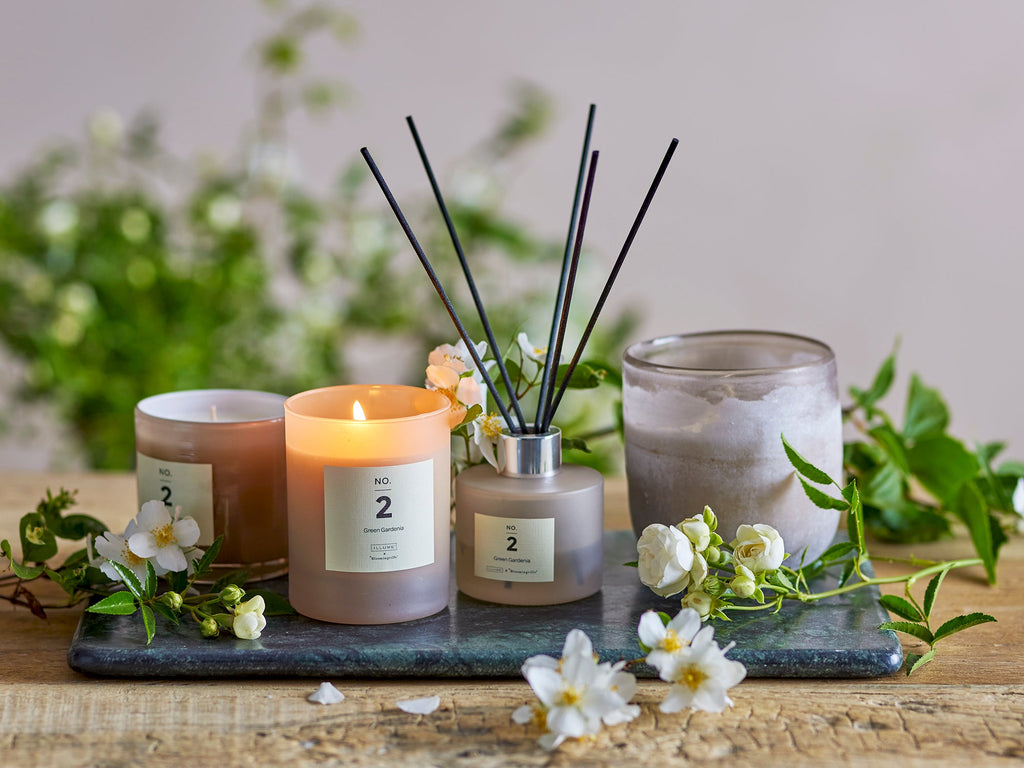 No. 2 - Green Gardenia - Set of 6 Scented Candles - Powder Pink - Natural Wax