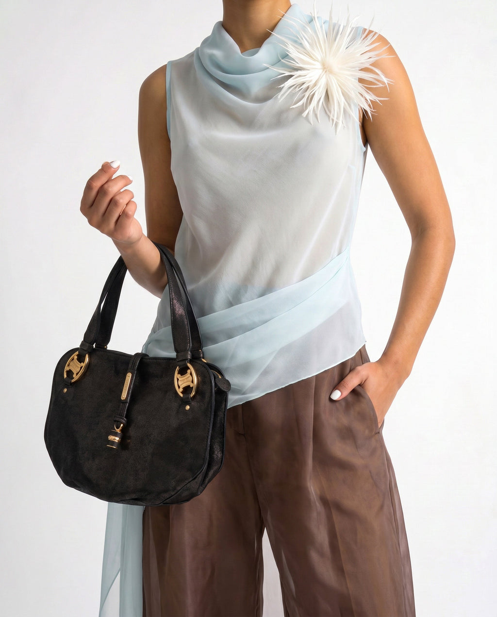 Sac Céline Vintage Logo Triomphe Suédine Irisée