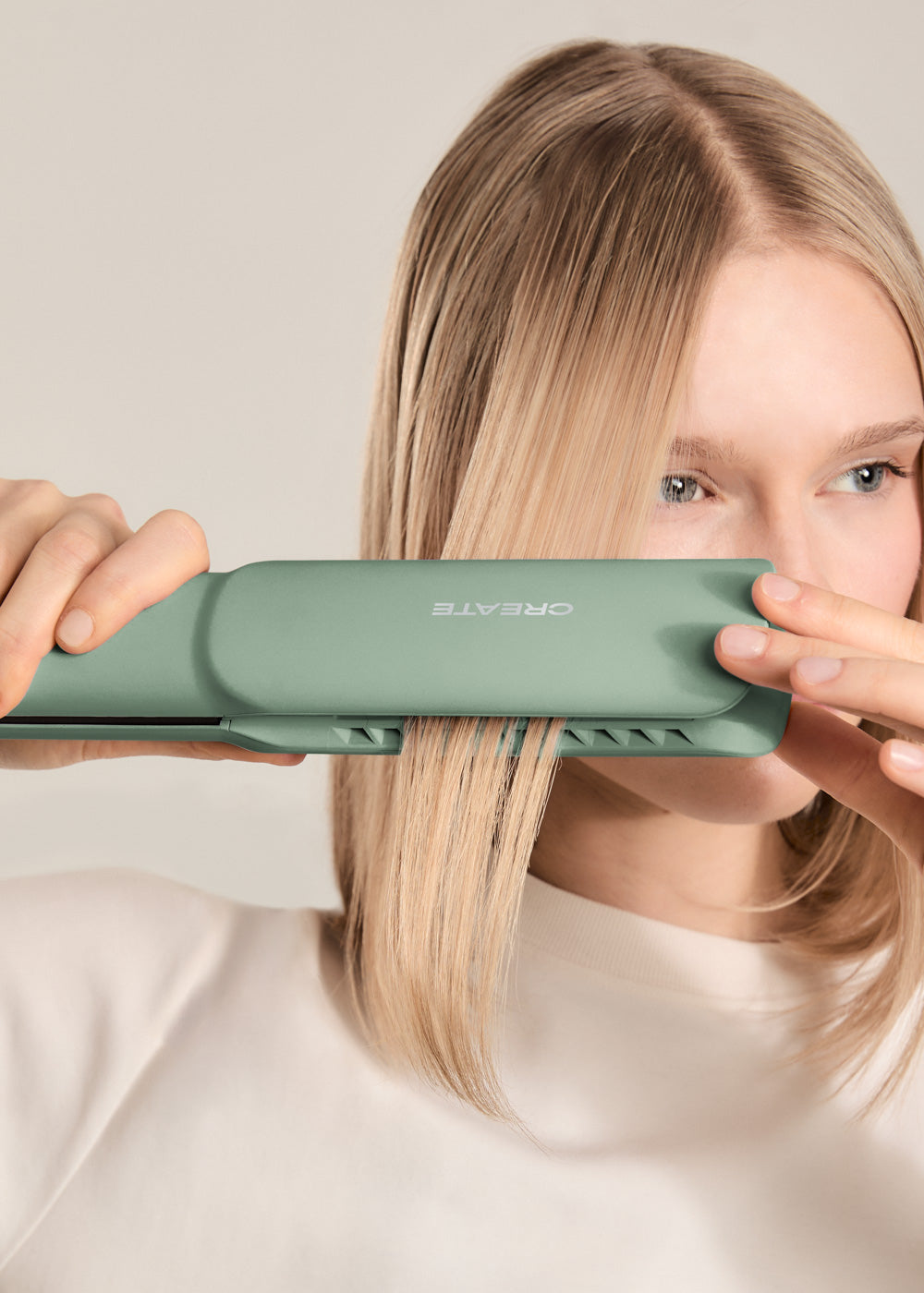 Ceramic Air Styler Dual - Plancha-Secador Iónico 2 En 1 Para Cabello Húmedo O Seco Con Revestimiento De Cerámica - Salvia