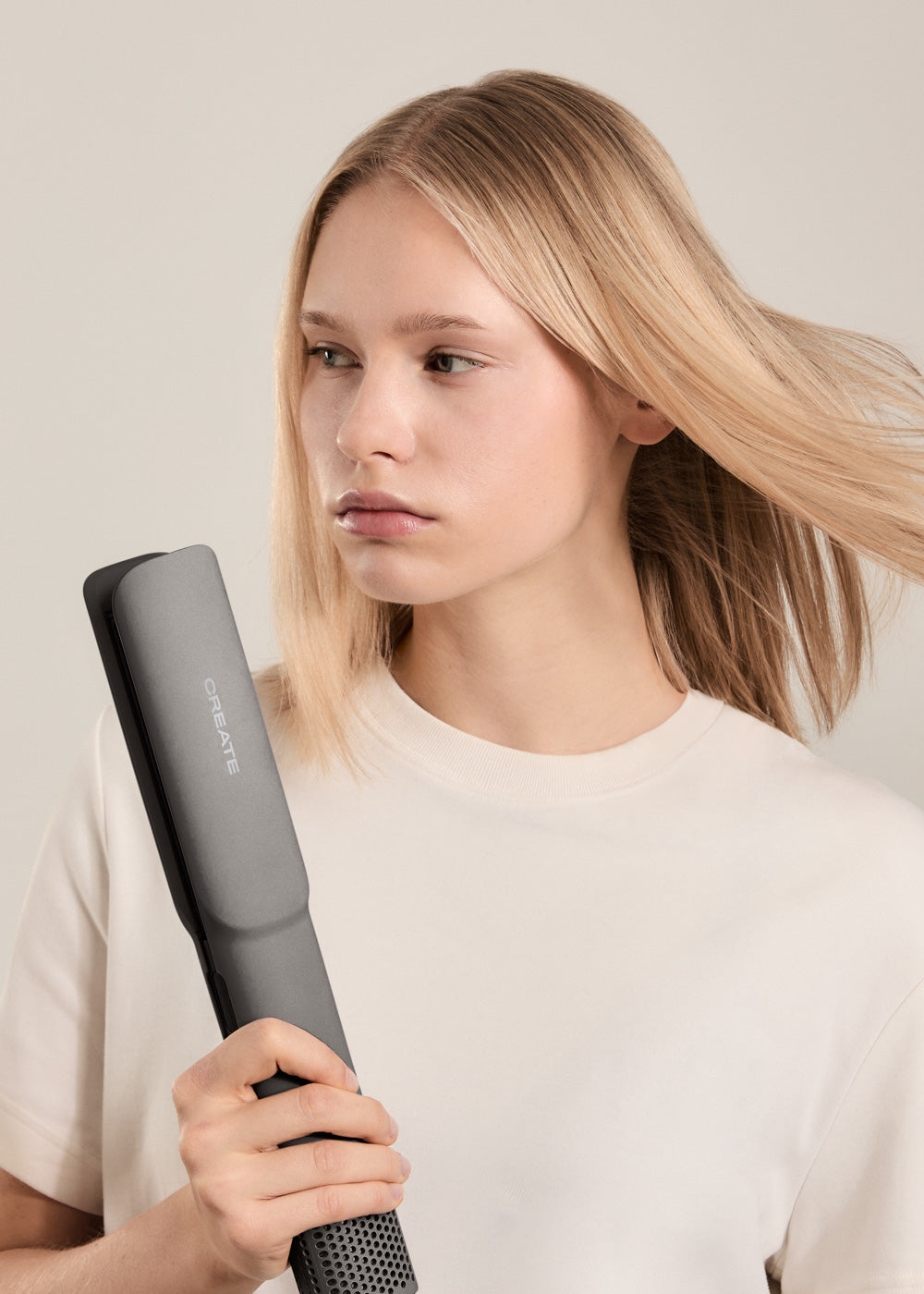 Ceramic Air Styler Dual - Alisador-secador iónico 2 en 1 para cabello húmedo o seco con revestimiento de cerámica - Grafito