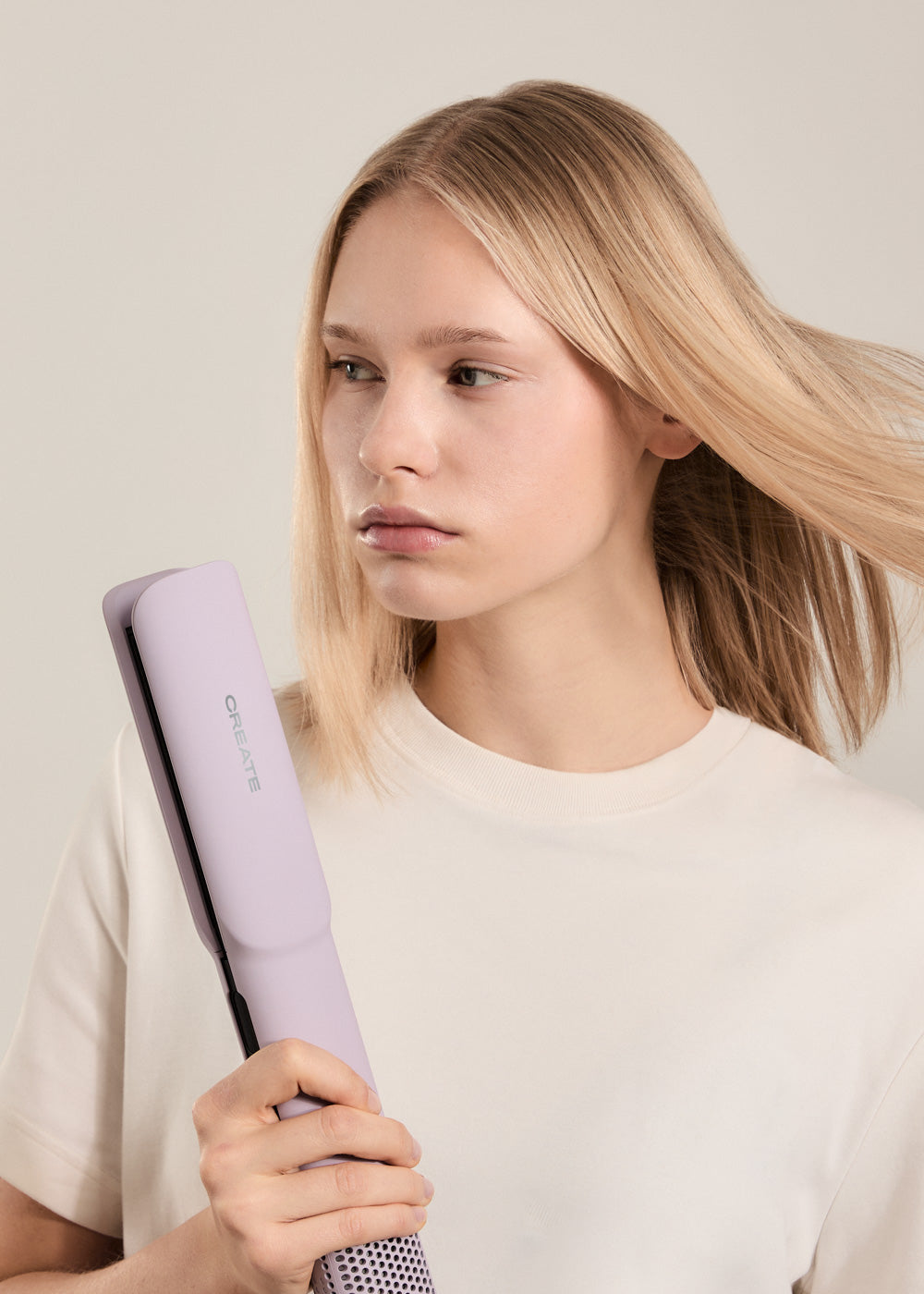 Ceramic Air Styler Dual - Plancha-Secador Iónico 2 en 1 para Pelo Húmedo o Seco con Revestimiento de Cerámica - Lavanda