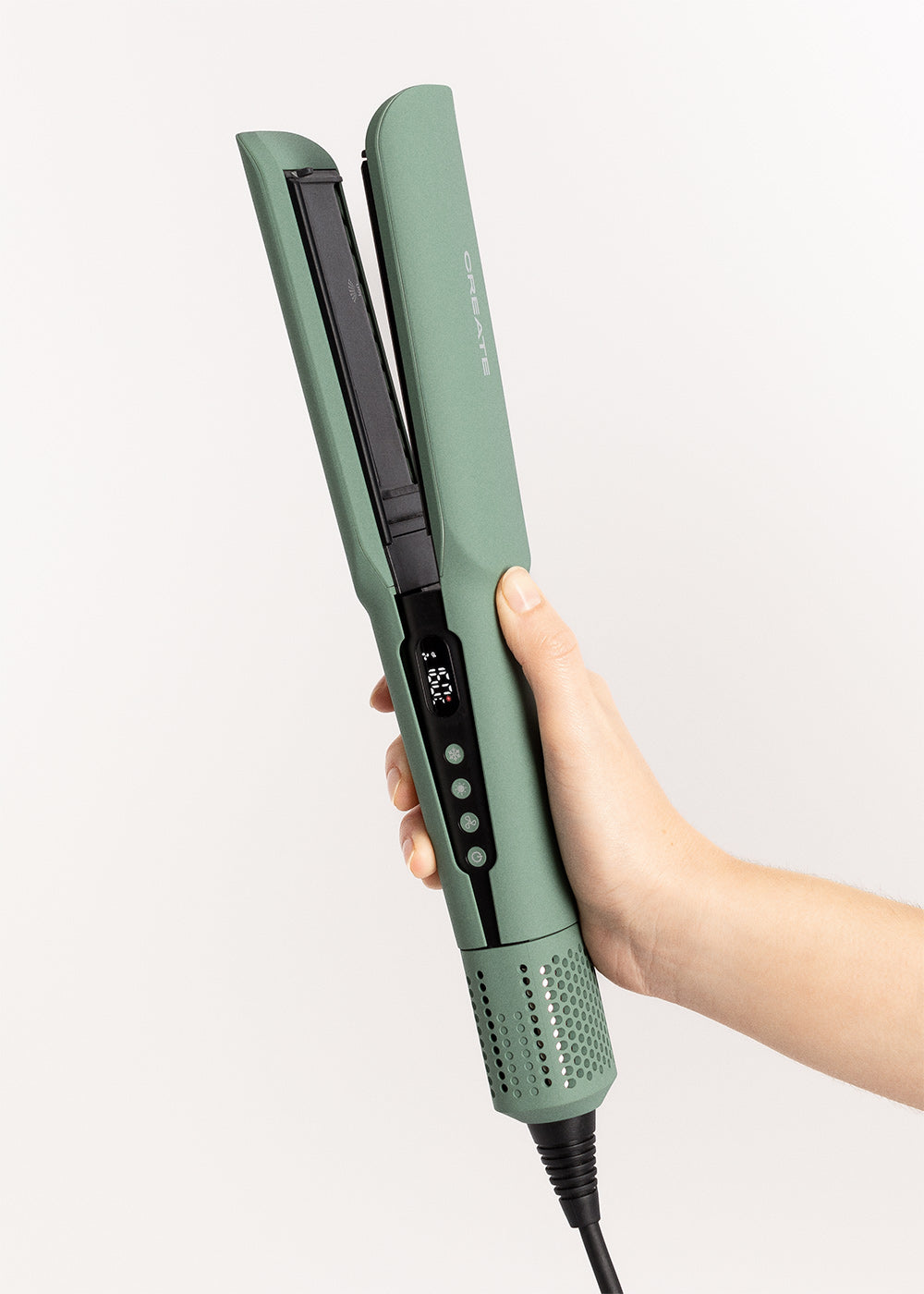 Ceramic Air Styler Dual - Plancha-Secador Iónico 2 En 1 Para Cabello Húmedo O Seco Con Revestimiento De Cerámica - Salvia