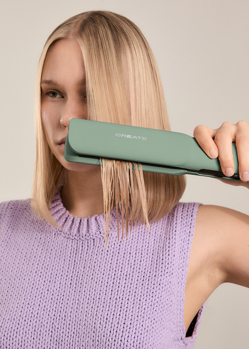 Ceramic Air Styler Dual - Plancha-Secador Iónico 2 En 1 Para Cabello Húmedo O Seco Con Revestimiento De Cerámica - Salvia