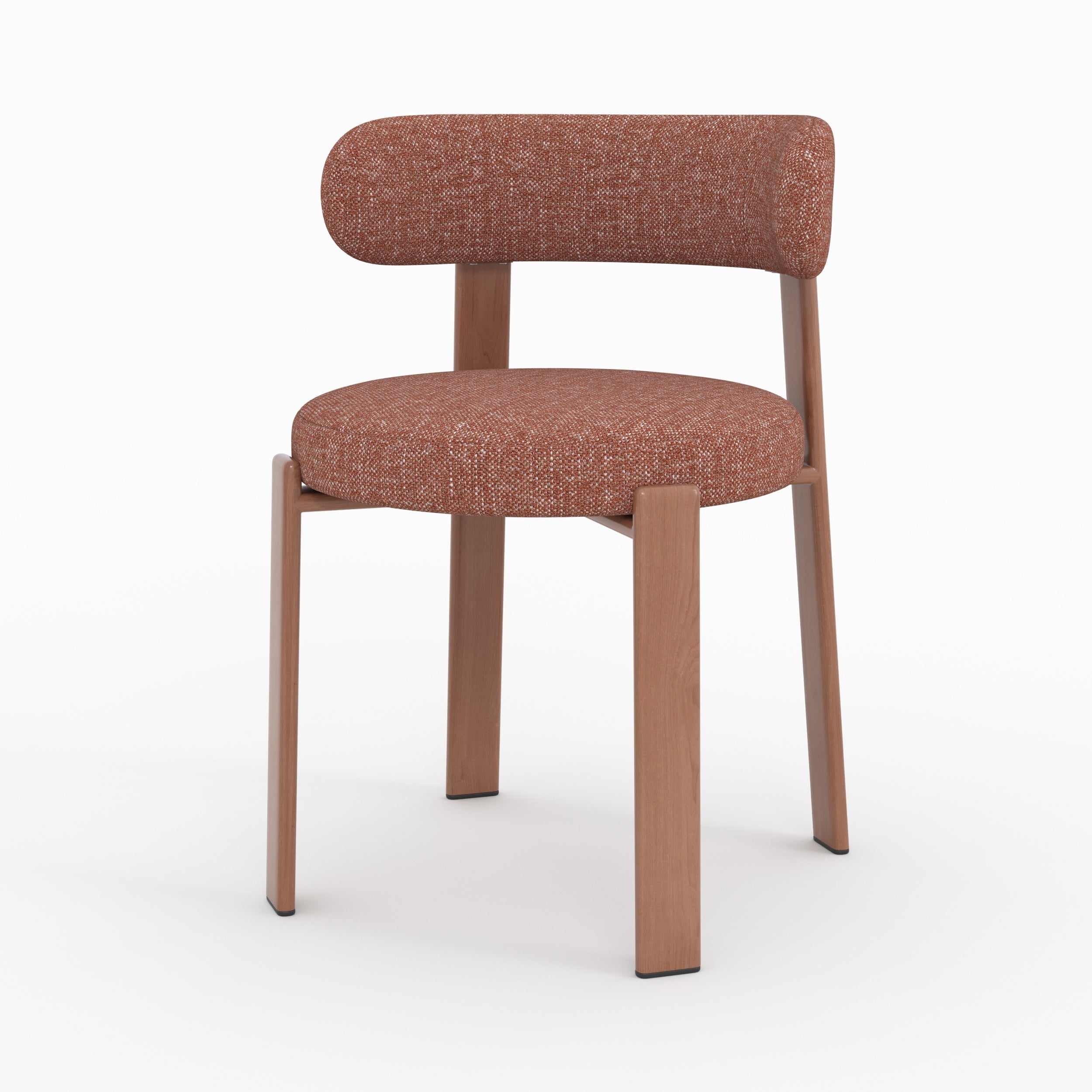 Aura - Lot De 2 Chaises En Tissu Texturé Brun Canelle, Pieds En Métal