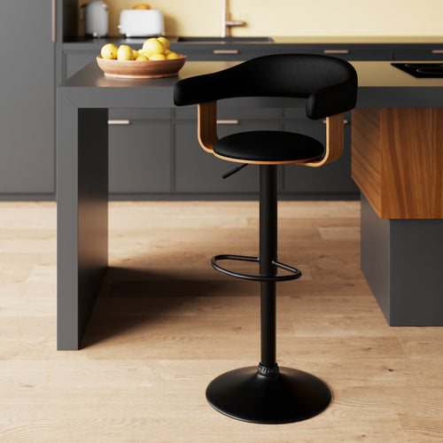 Harold - Chaise De Bar Réglable En Cuir Synthétique Noir