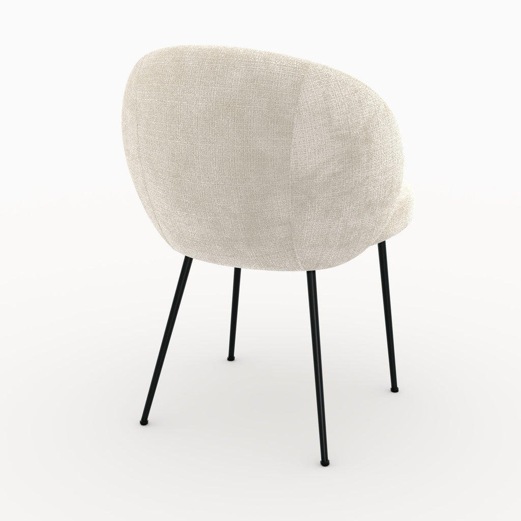 Bloomy - Chaise En Velours Chenillé Écru Et Métal Noir