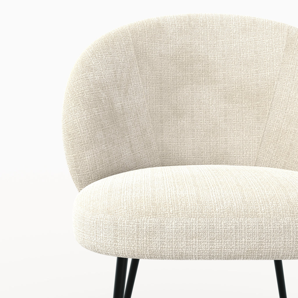 Bloomy - Chaise En Velours Chenillé Écru Et Métal Noir