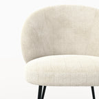 Bloomy - Chaise En Velours Chenillé Écru Et Métal Noir