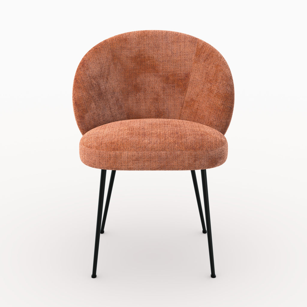 Bloomy - Chaise En Velours Chenillé Terracotta Et Métal Noir