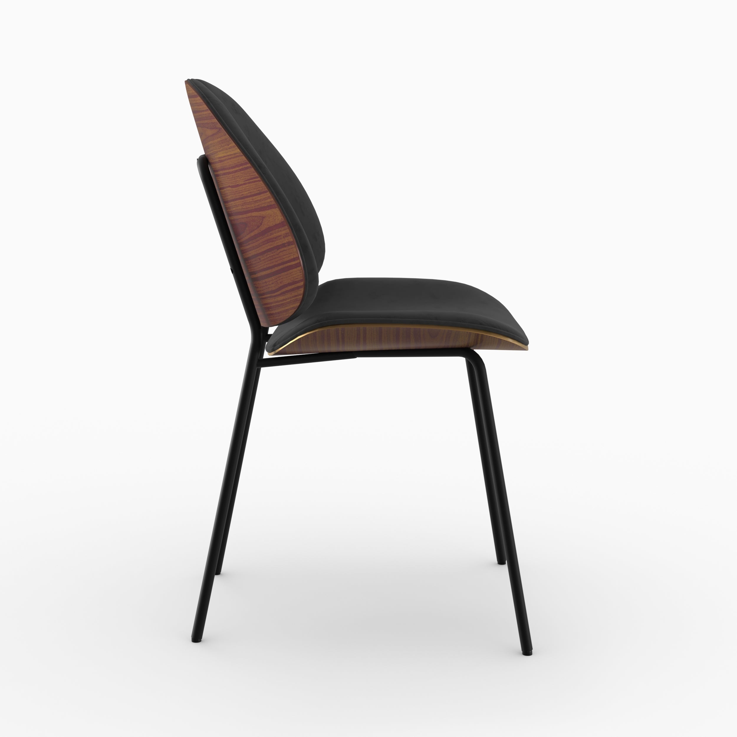 Coccinelle - Silla de terciopelo negro y madera de nogal