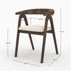 Hawa - Chair In Dark Rubberwood And Cream Bouclé Fabric