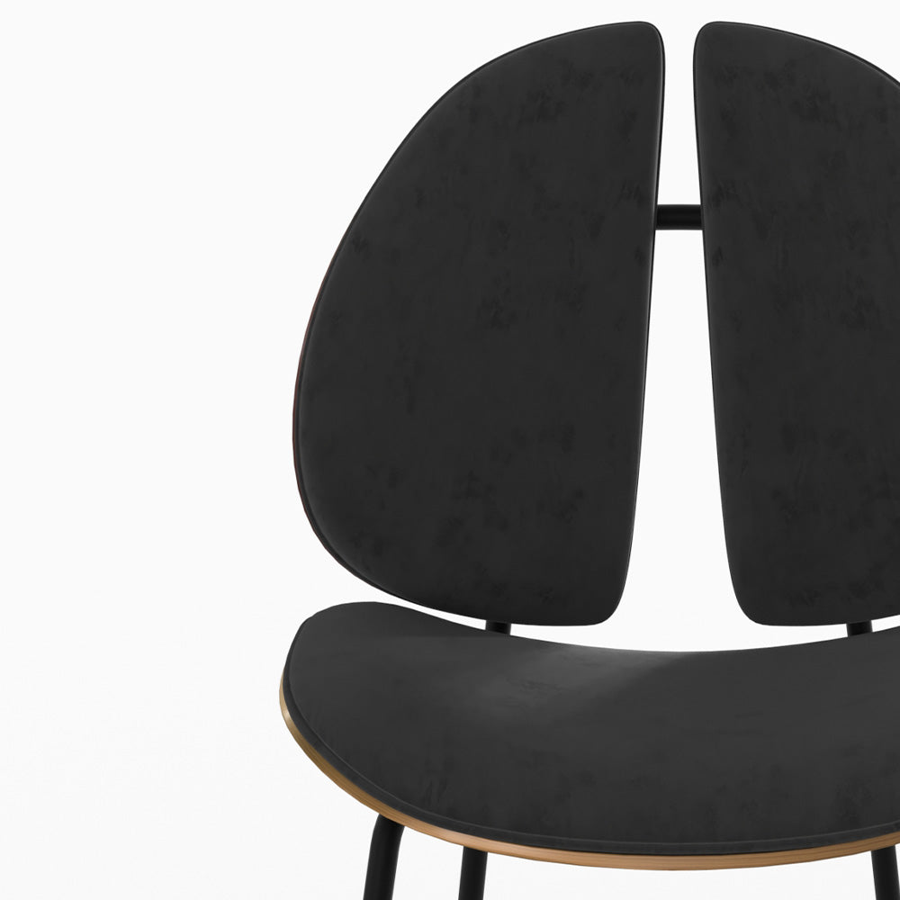 Coccinelle - Silla de terciopelo negro y madera de nogal