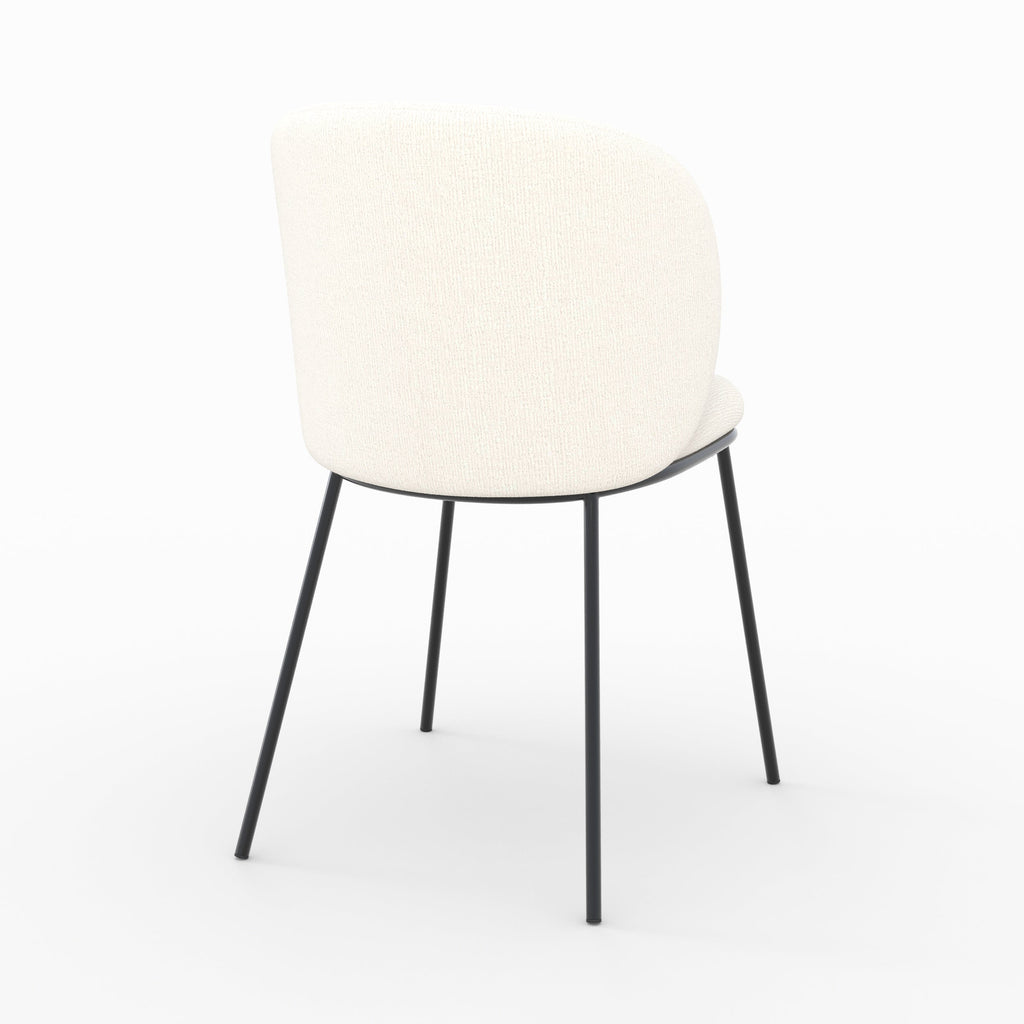 Bulle - Set of 2 Chairs in Soft White Fabric, Black Metal Legs