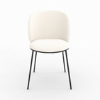 Bulle - Set of 2 Chairs in Soft White Fabric, Black Metal Legs
