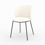 Bulle - Set of 2 Chairs in Soft White Fabric, Black Metal Legs