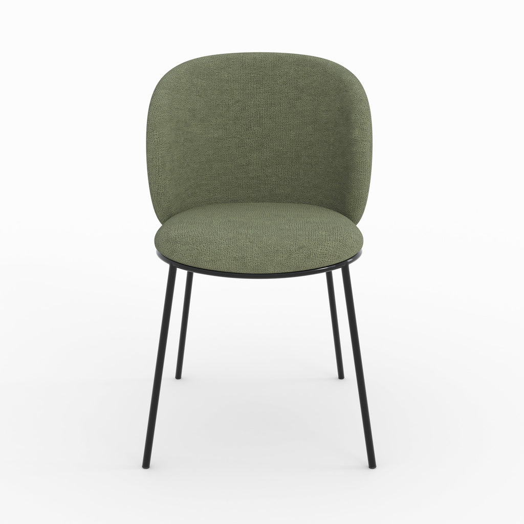 Bulle - Lot De 2 Chaises En Tissu Vert Kaki, Pieds Métal Noir