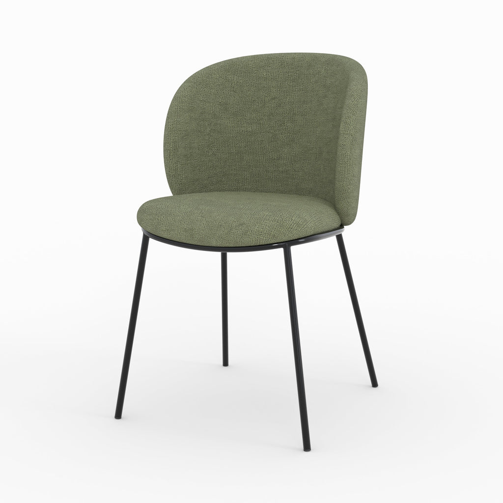 Bulle - Lot De 2 Chaises En Tissu Vert Kaki, Pieds Métal Noir