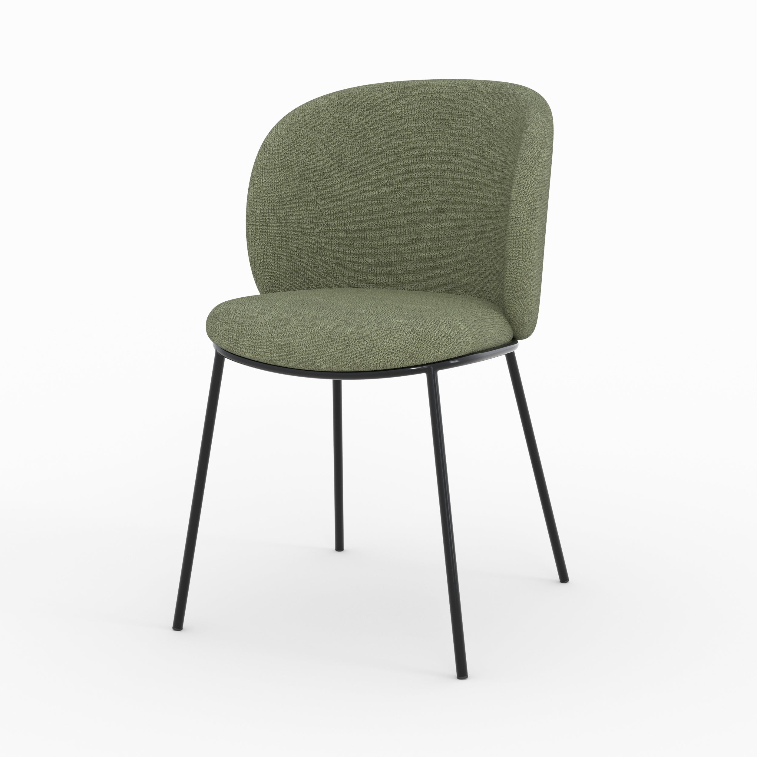 Bulle - Lot De 2 Chaises En Tissu Vert Kaki, Pieds Métal Noir