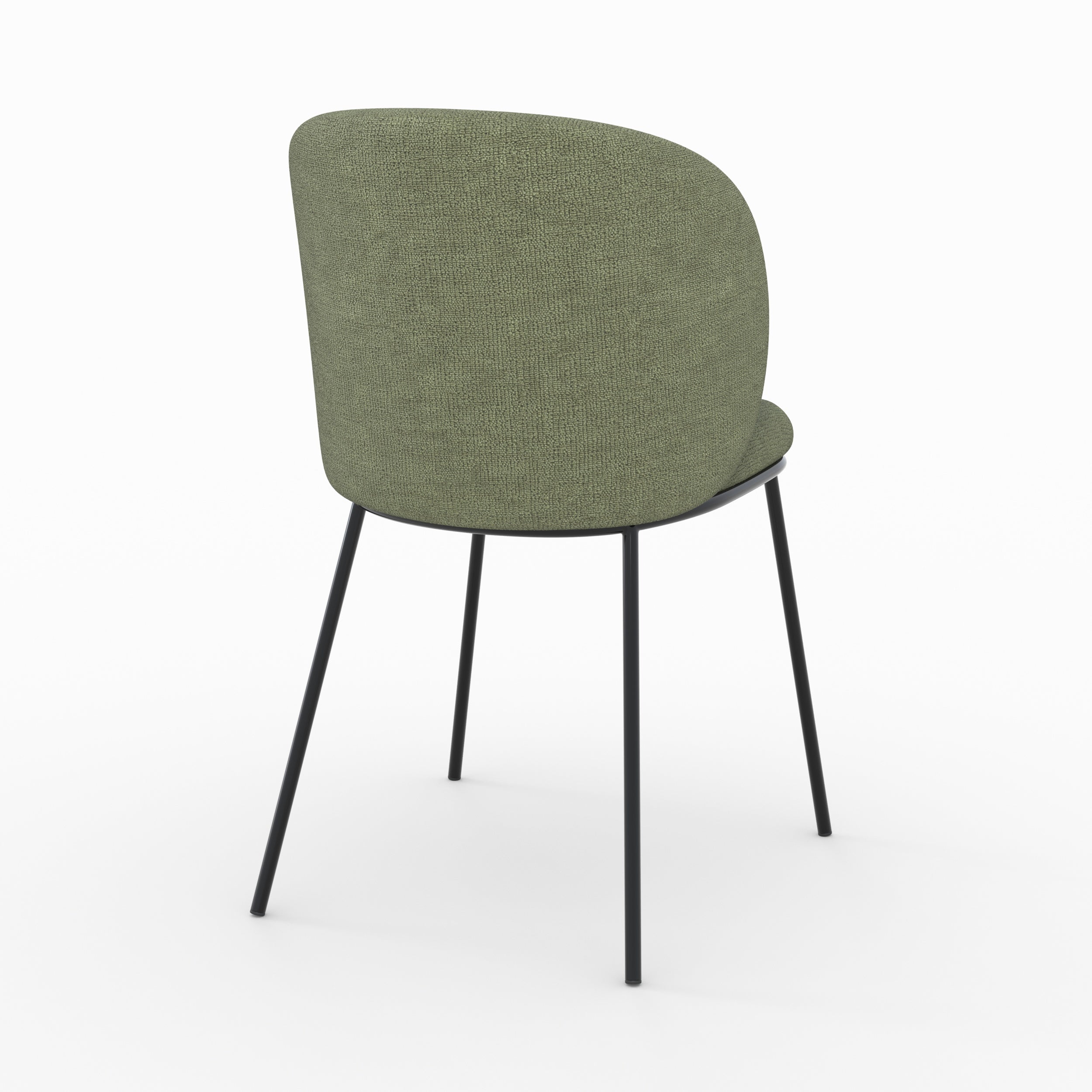 Bulle - Lot De 2 Chaises En Tissu Vert Kaki, Pieds Métal Noir
