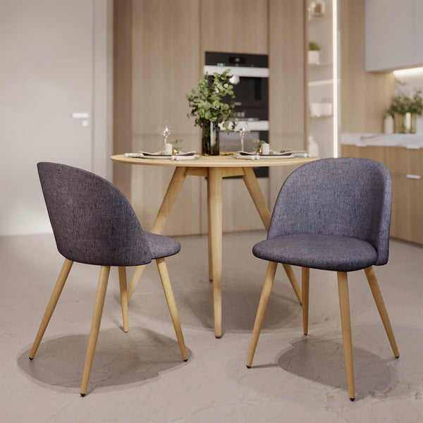 Cozy - Set of 2 Chairs in Dark Gray Fabric and Metal Legs