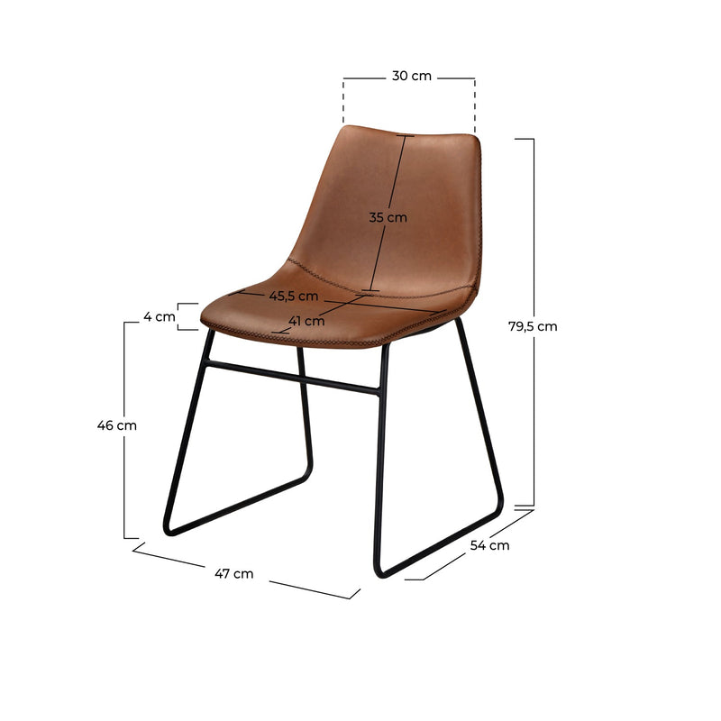 Gaspard - Lot De 2 Chaises En Cuir Synthétique Marron