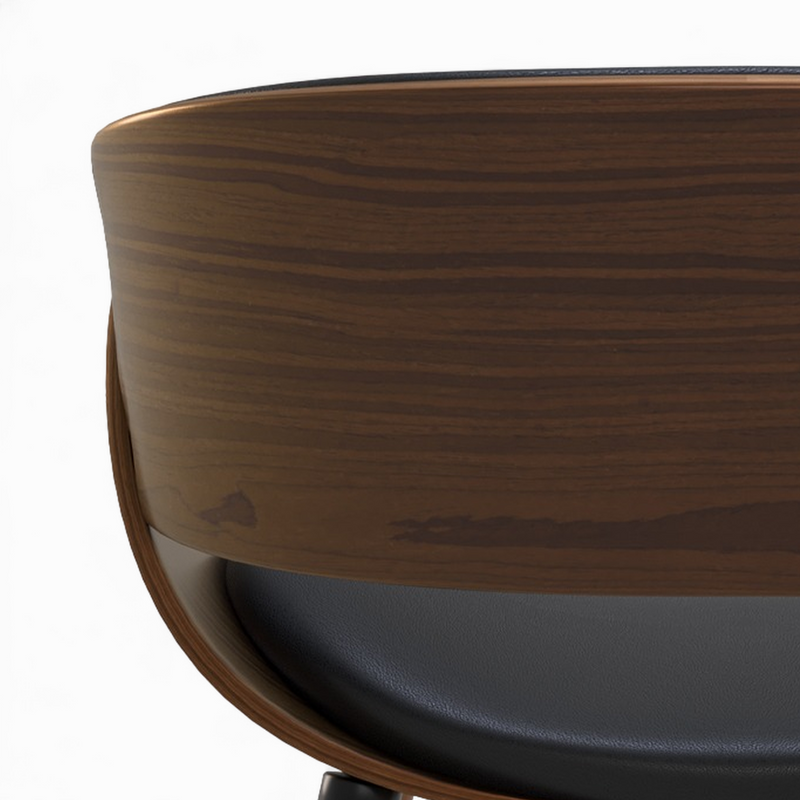 Polo - Chaise En Cuir Synthétique Noir Et Bois Plaqué Noyer